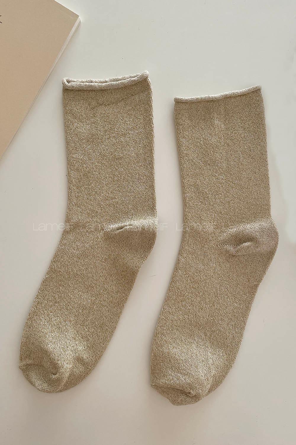 Modalamelif Simli Taş Rengi Çorap