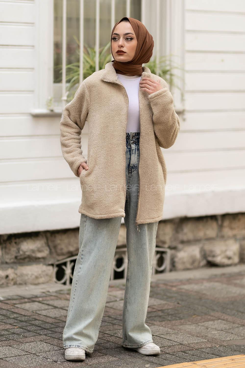 Modalamelif Yarım Balıkçı Yaka Peluş Bej