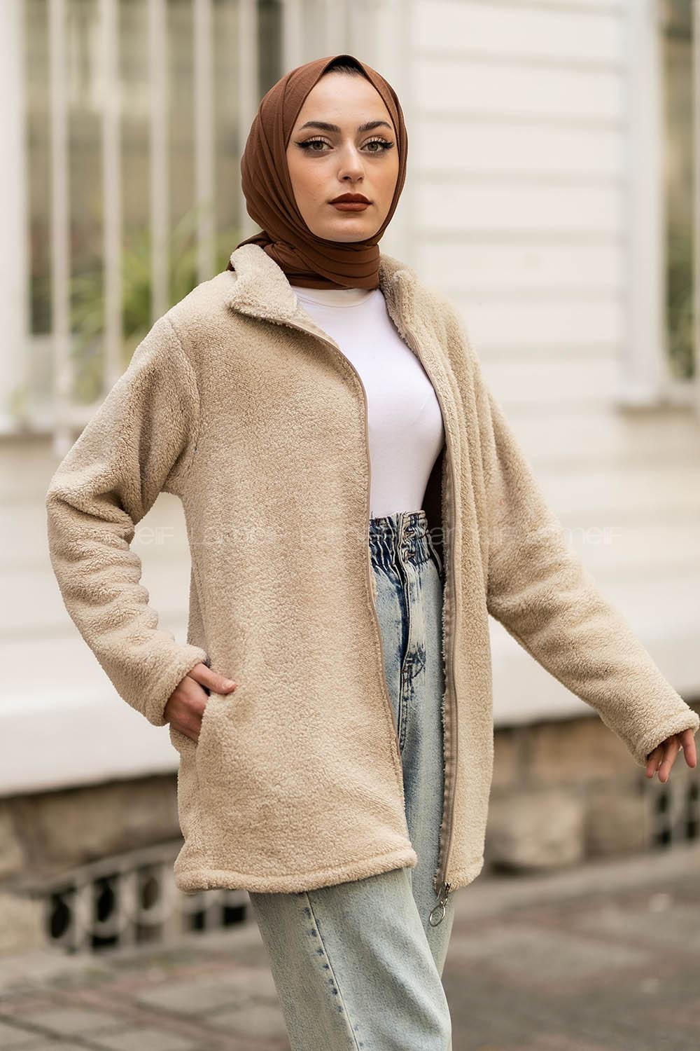 Modalamelif Yarım Balıkçı Yaka Peluş Bej