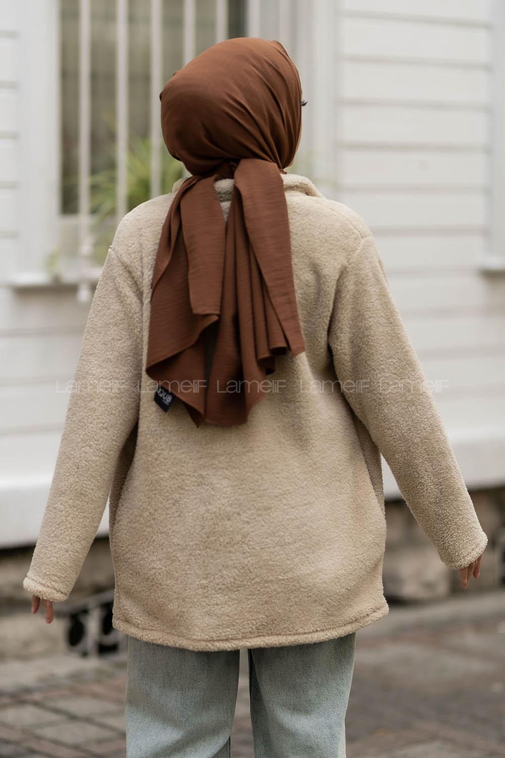 Modalamelif Yarım Balıkçı Yaka Peluş Bej