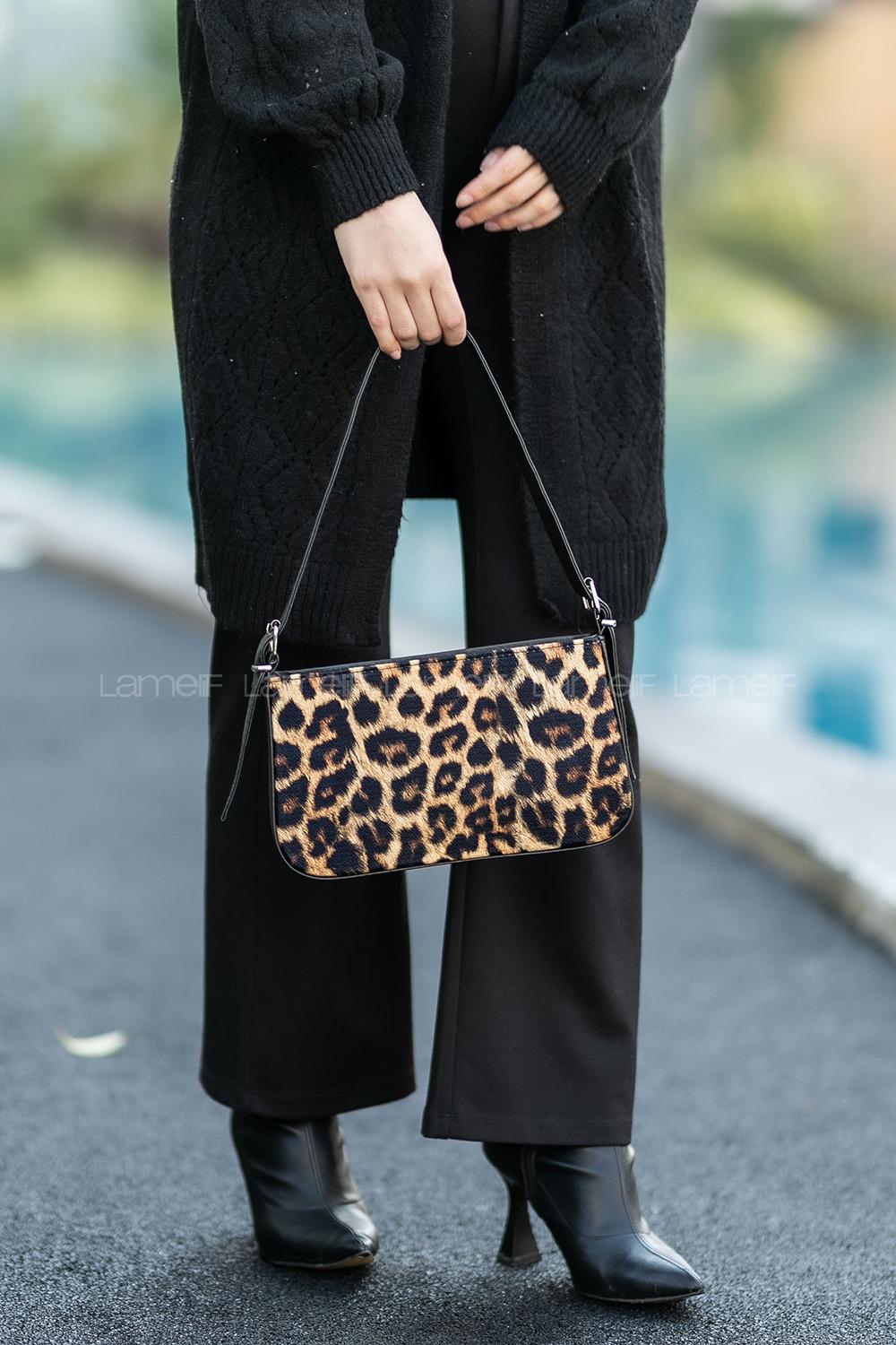 Modalamelif Toka Detaylı  Miniadure Çanta Leopar