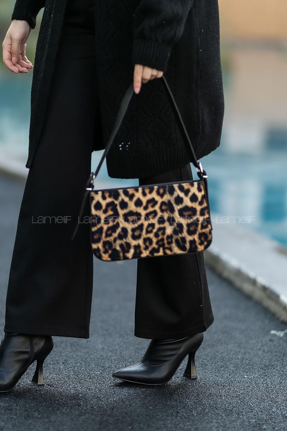 Modalamelif Toka Detaylı  Miniadure Çanta Leopar