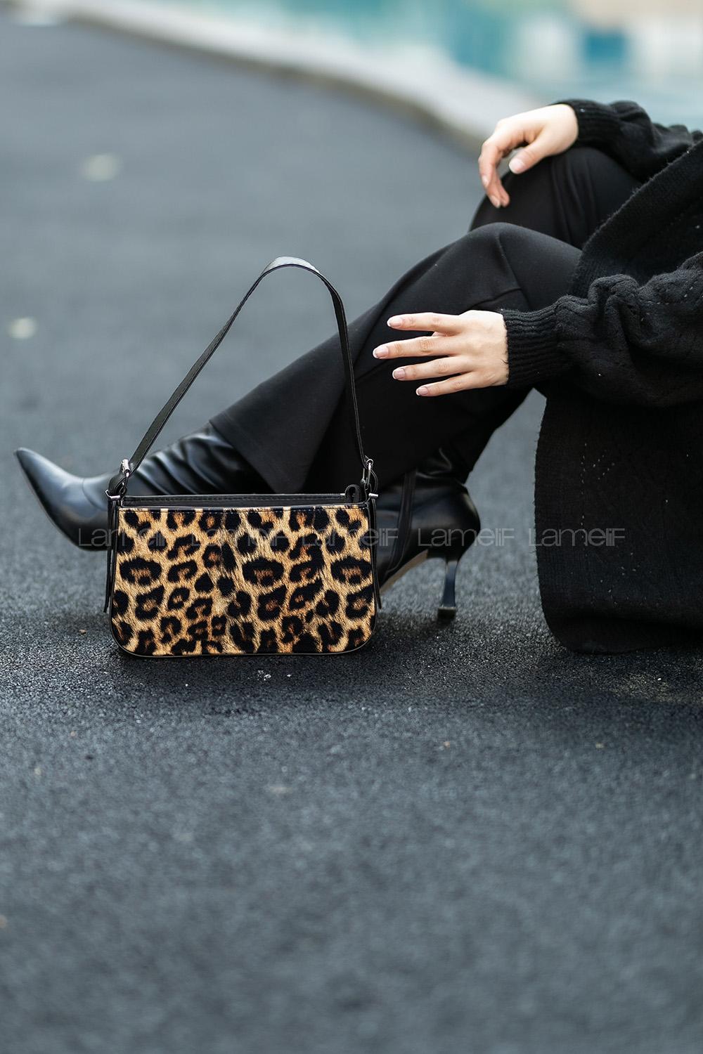 Modalamelif Toka Detaylı  Miniadure Çanta Leopar