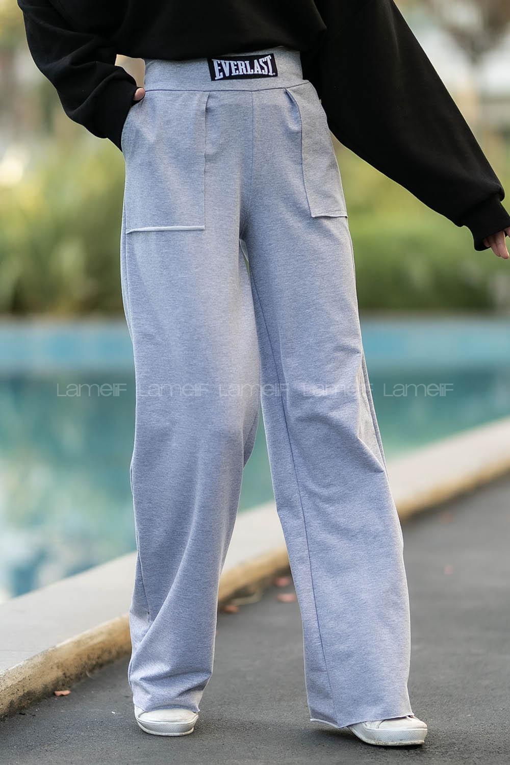 Modalamelif Everlast Kesik Paça İspanyol Eşofman Altı Gri