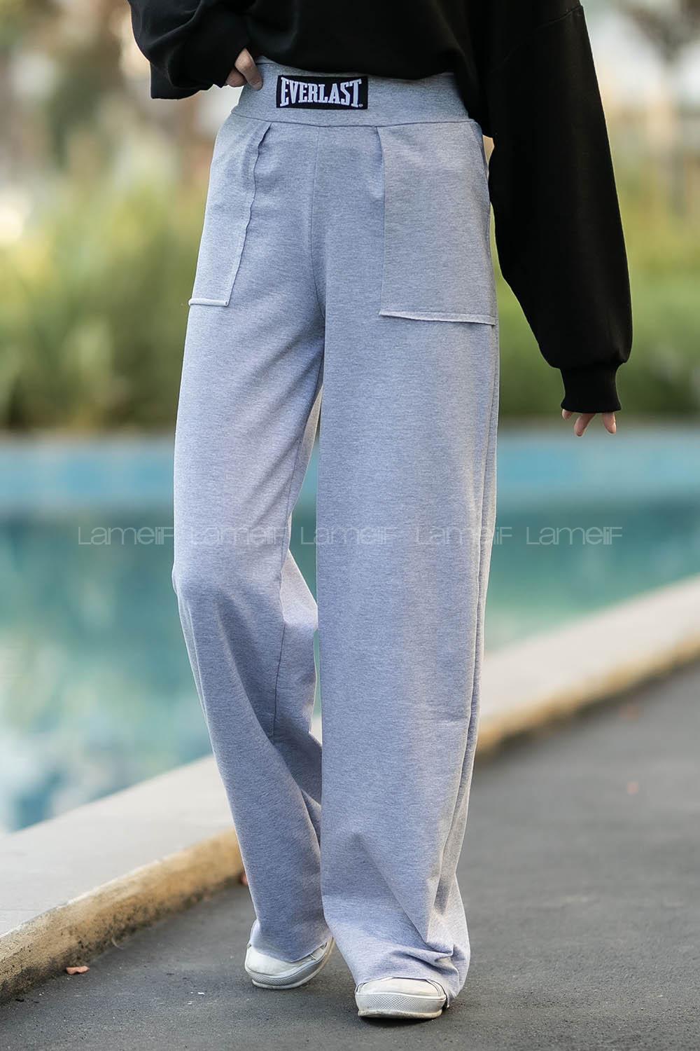 Modalamelif Everlast Kesik Paça İspanyol Eşofman Altı Gri