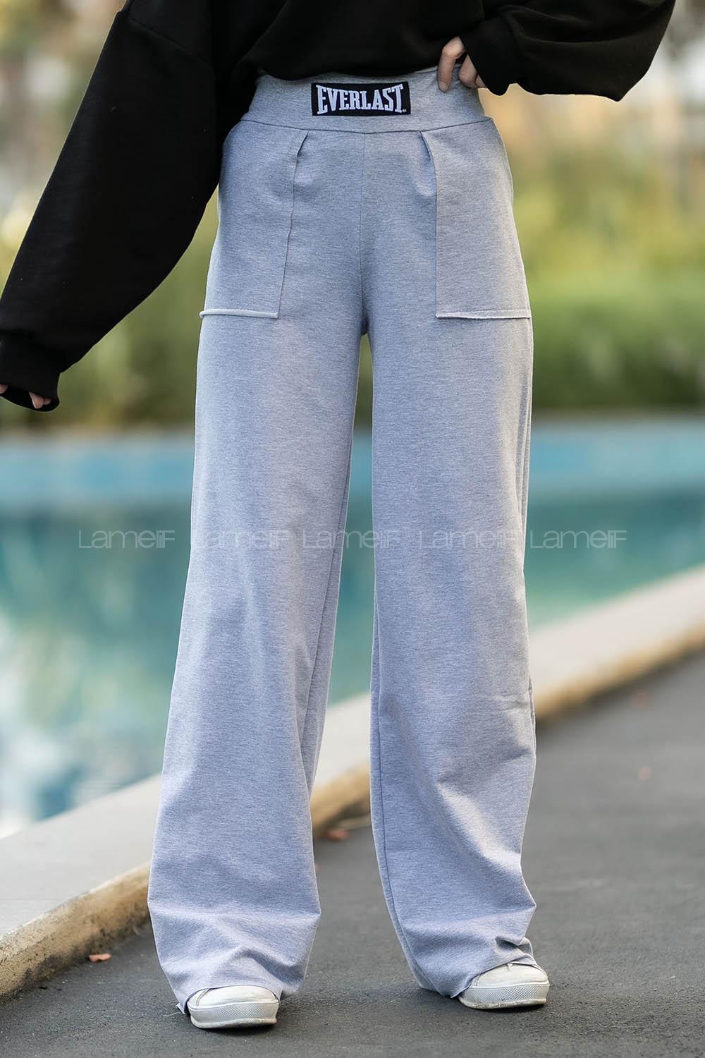 Modalamelif Everlast Kesik Paça İspanyol Eşofman Altı Gri