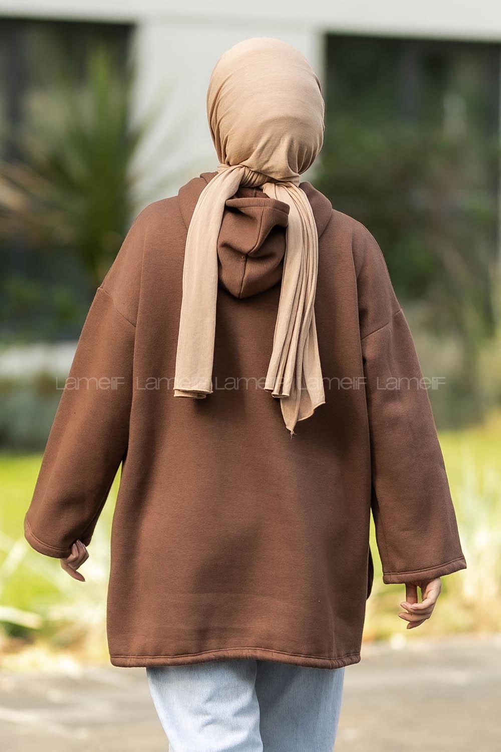 Modalamelif Körük Cepli Sweatshirt Acı Kahve