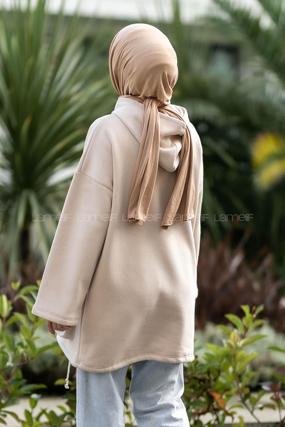 Modalamelif Körük Cepli Sweatshirt Krem