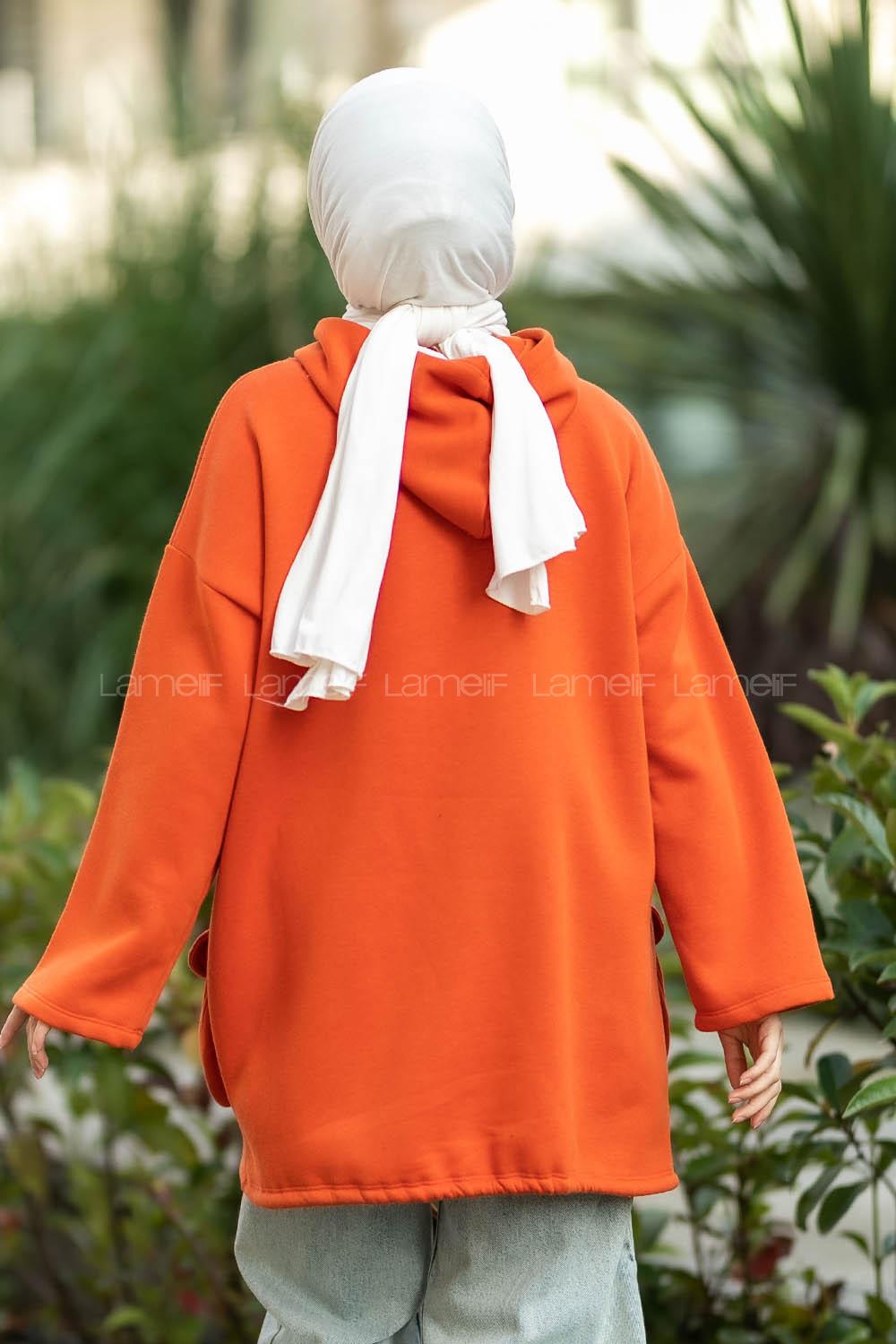 Modalamelif Körük Cepli Sweatshirt Oranj