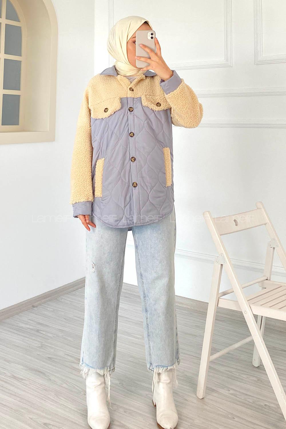 Modalamelif Kapitone Model Peluş Garnili Mont Mavi