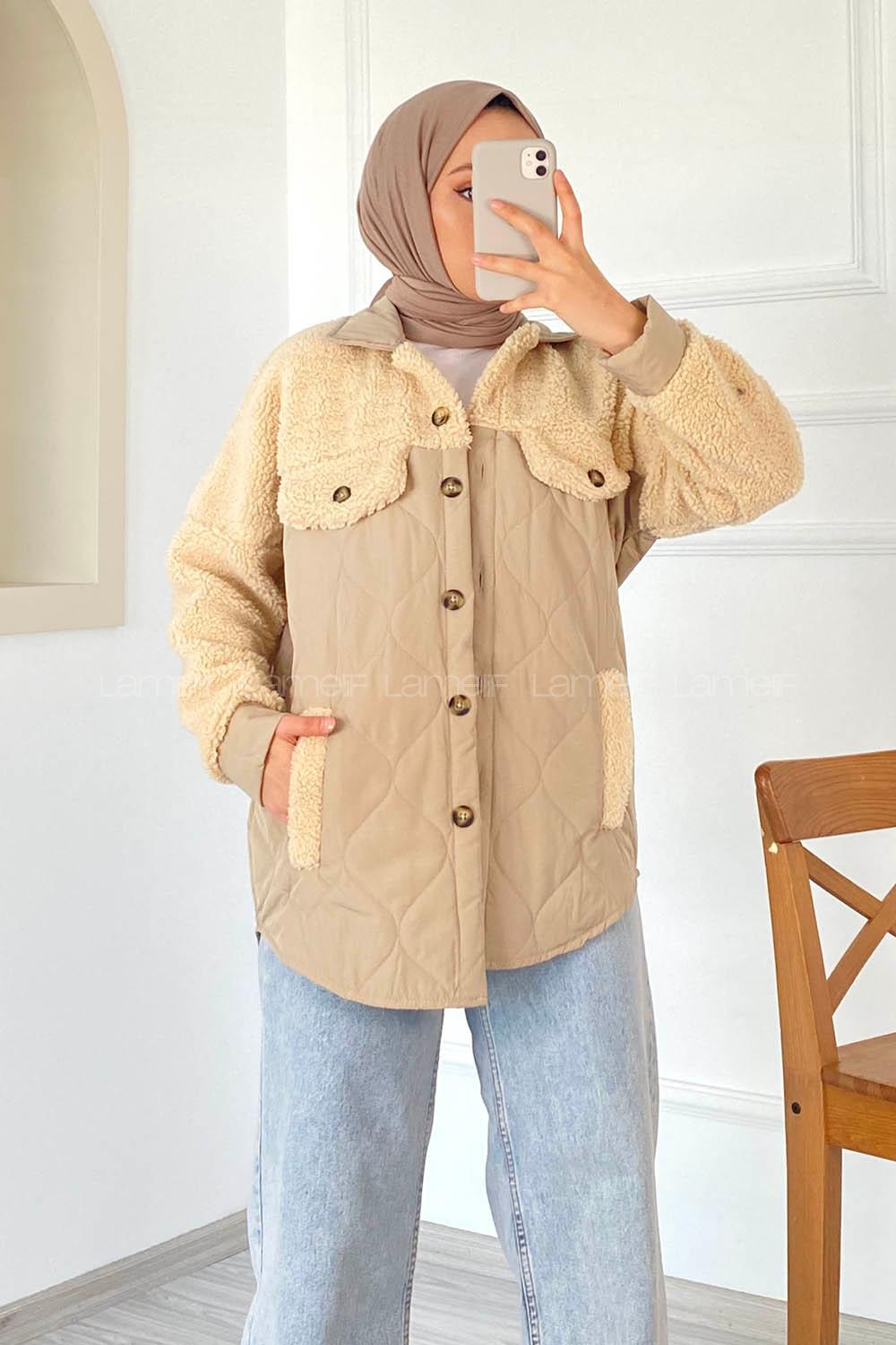 Modalamelif Kapitone Model Peluş Garnili Mont Sütlükahve