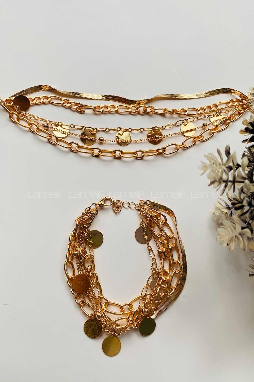 Modalamelif Gold 4Lü Pul Detay Bileklik