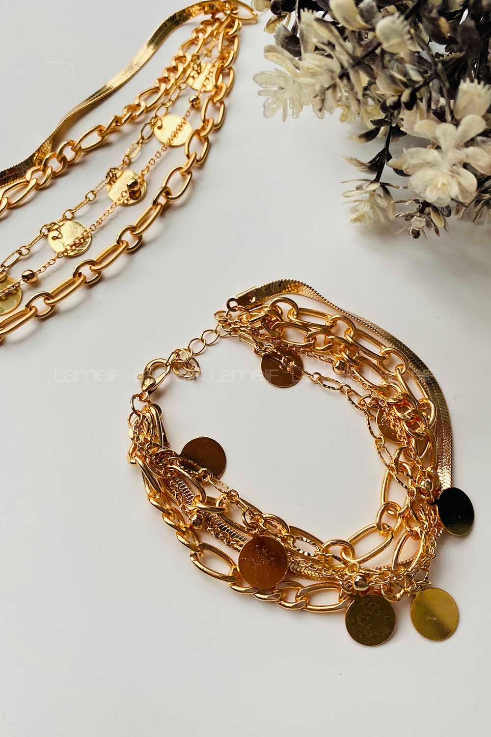 Modalamelif Gold 4Lü Pul Detay Bileklik