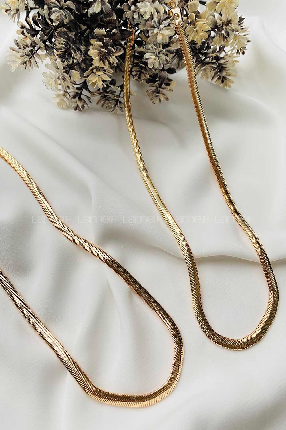 Modalamelif Gold Balıksırtı İtalyan Zincir Kolye