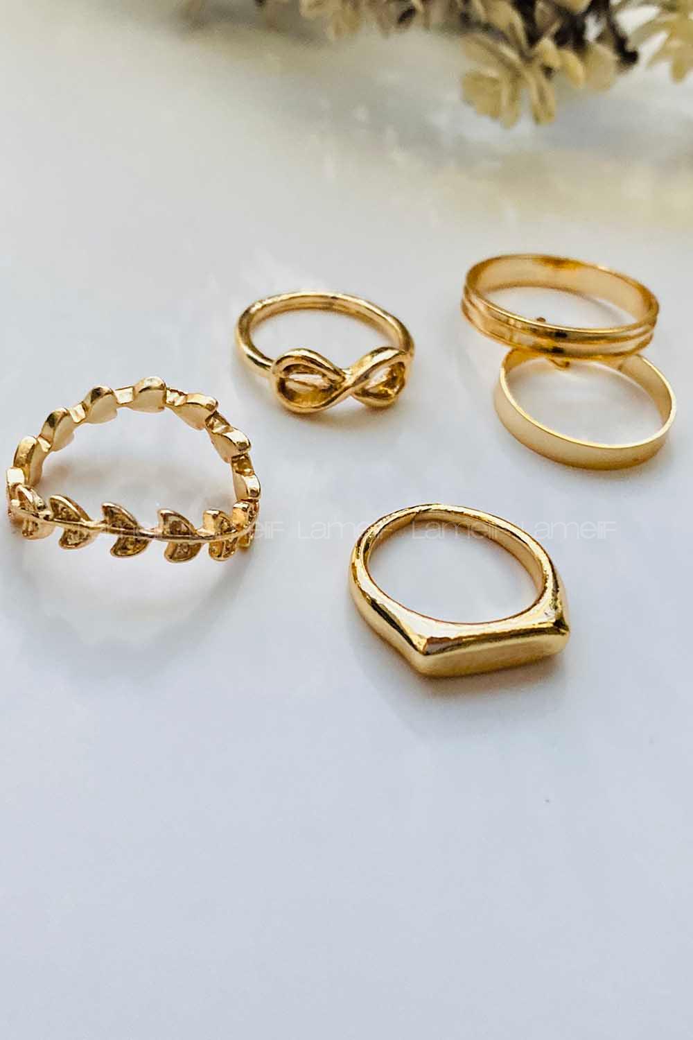 Modalamelif Gold 5li Sonsuzluk Detaylı Yüzük