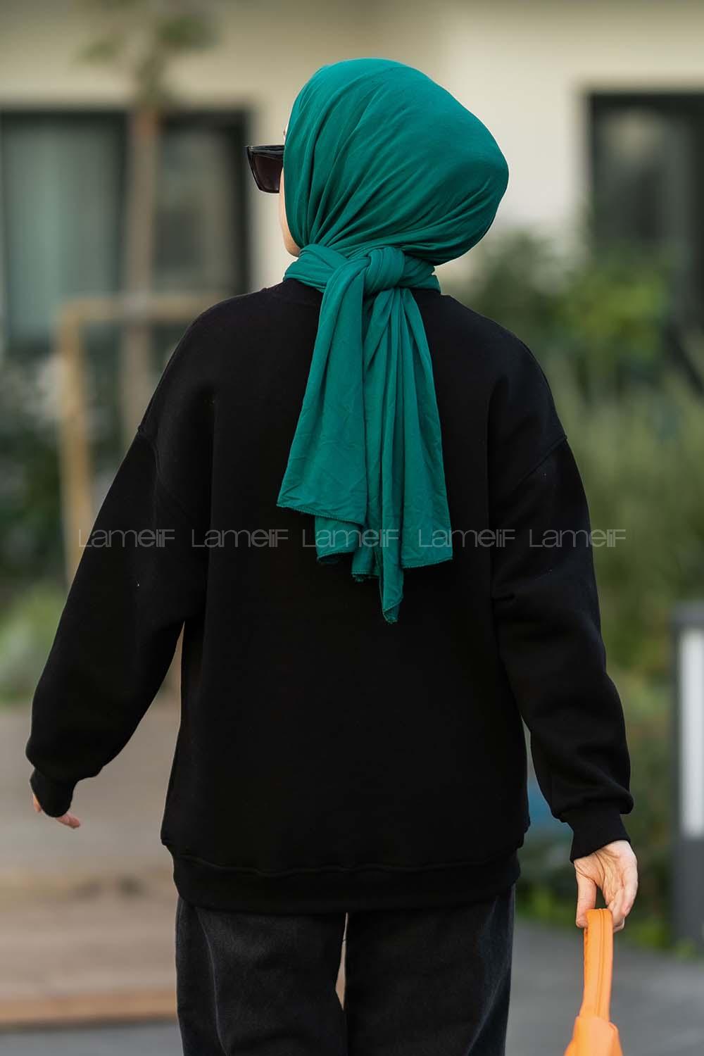 Modalamelif Bisiklet Yaka Galabasas Yazı Baskılı Sweat Siyah