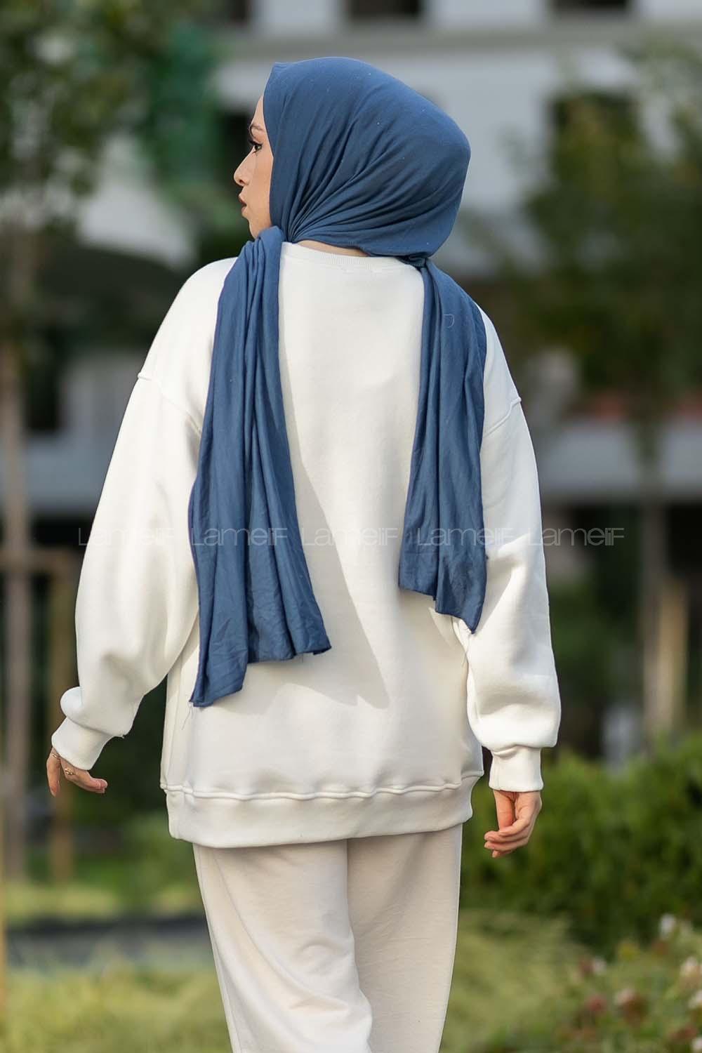 Modalamelif Bisiklet Yaka Mıchıgan Baskılı Sweat Beyaz