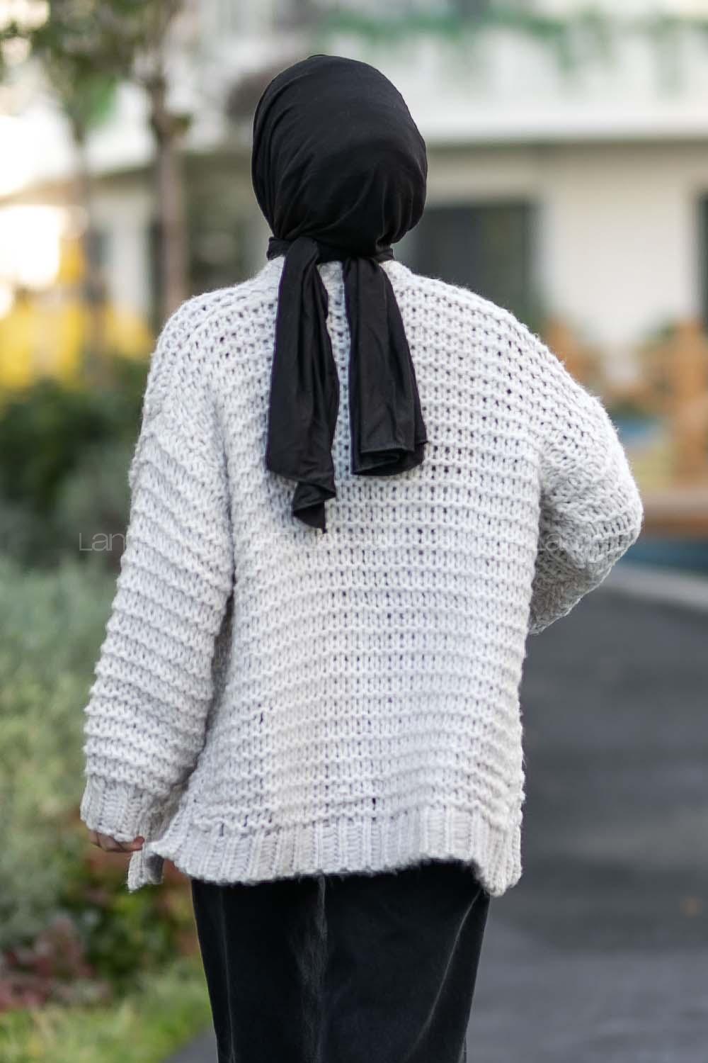 Modalamelif Örgü Detaylı Triko Hırka Ekru