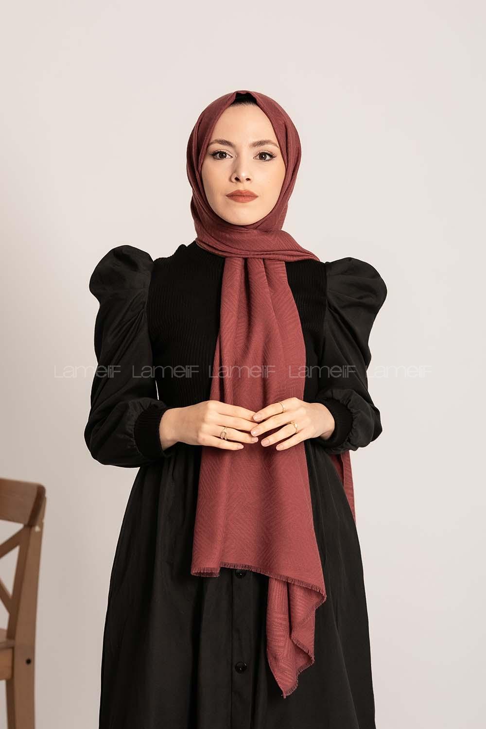 Modalamelif Brush Desen Pamuk  Şal Bordo