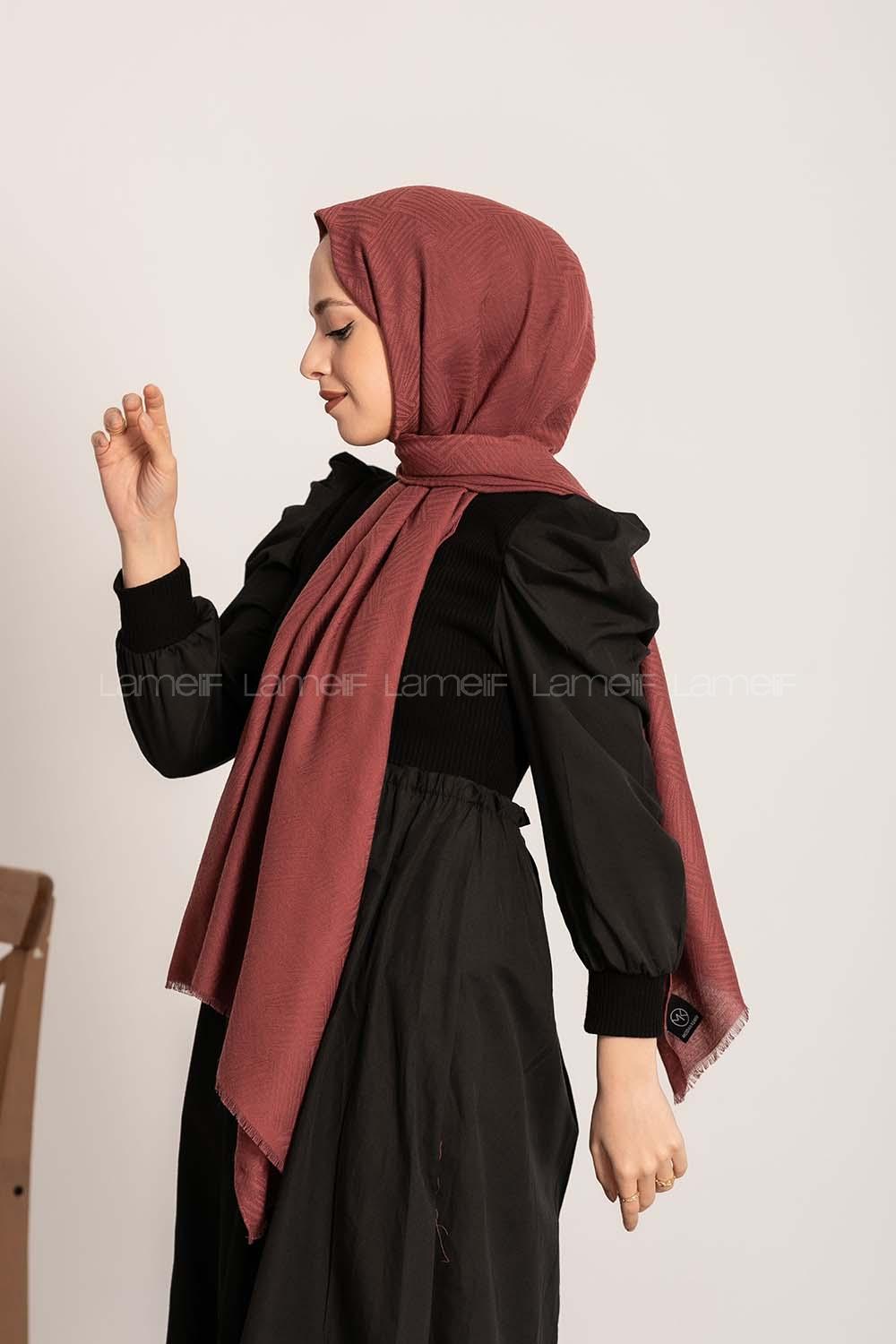 Modalamelif Brush Desen Pamuk  Şal Bordo