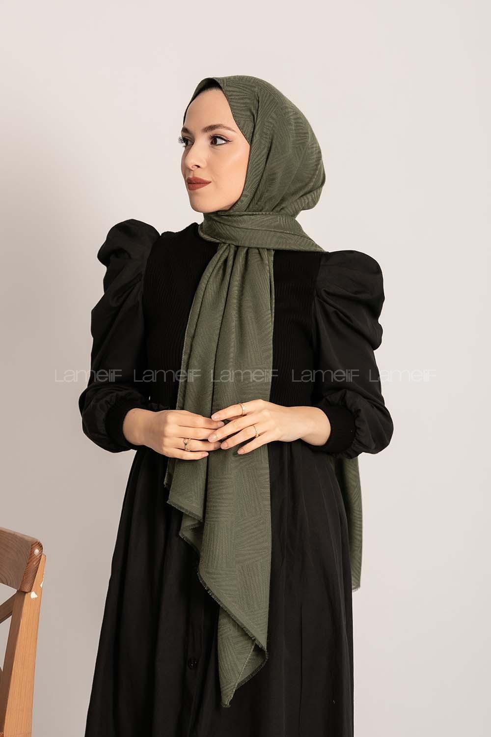 Modalamelif Brush Desen Pamuk  Şal Haki