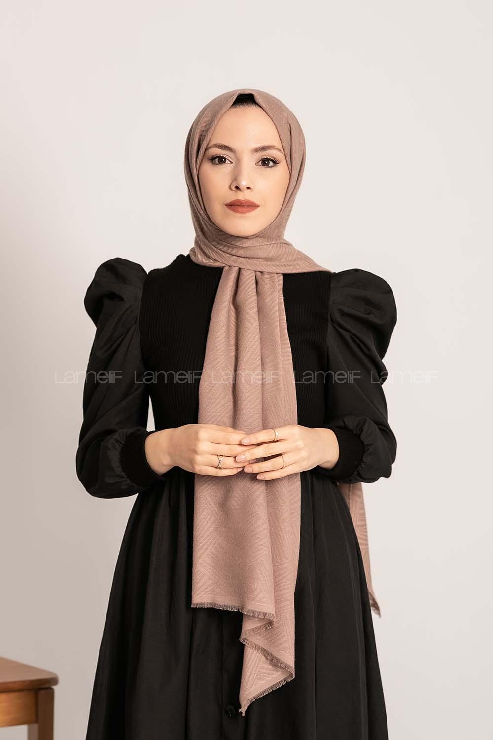 Modalamelif Brush Desen Pamuk  Şal Vizon