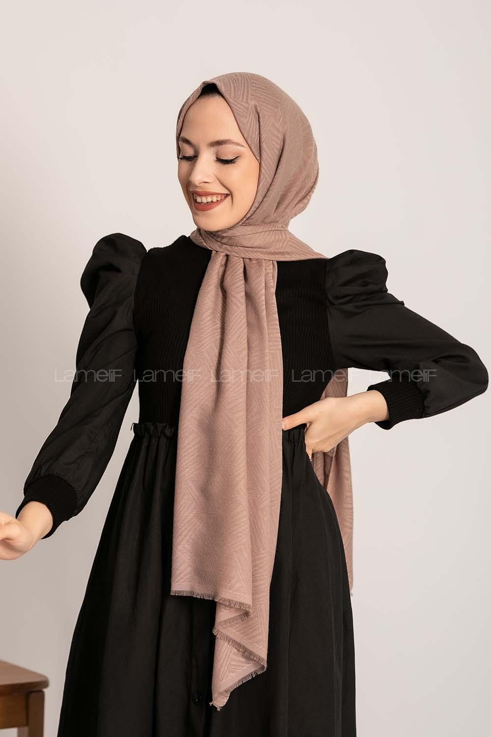 Modalamelif Brush Desen Pamuk  Şal Vizon