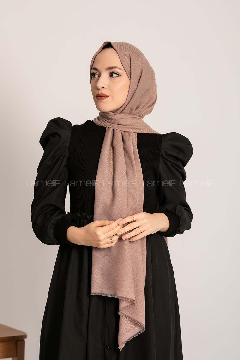 Modalamelif Brush Desen Pamuk  Şal Vizon