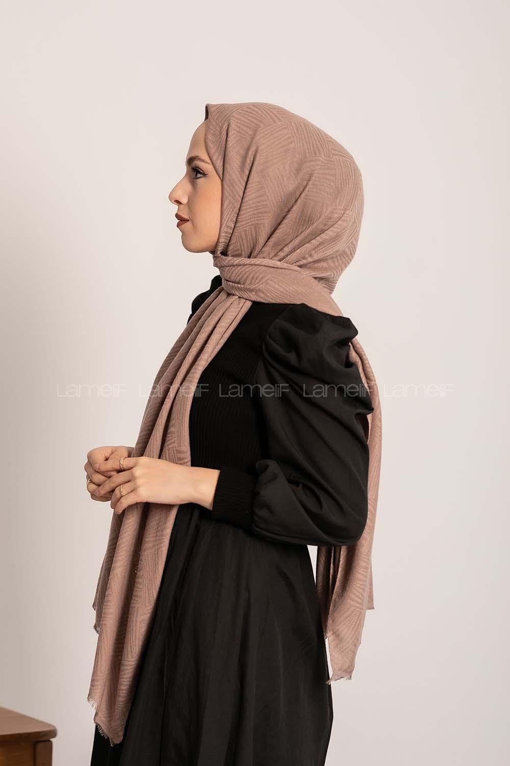 Modalamelif Brush Desen Pamuk  Şal Vizon