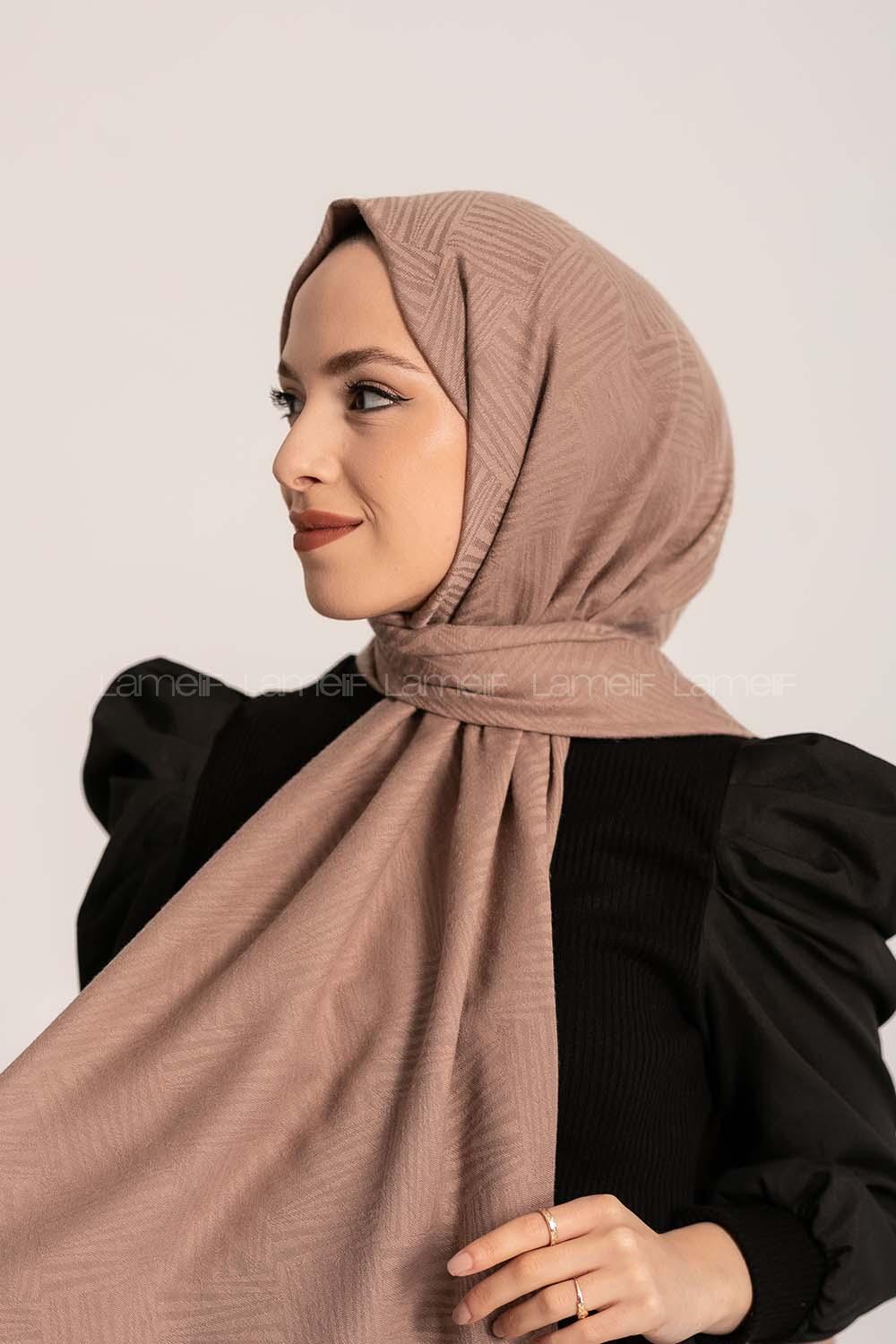 Modalamelif Brush Desen Pamuk  Şal Vizon