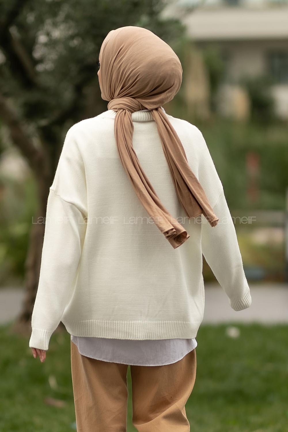 Modalamelif Cep Detaylı Basic Kazak Ekru