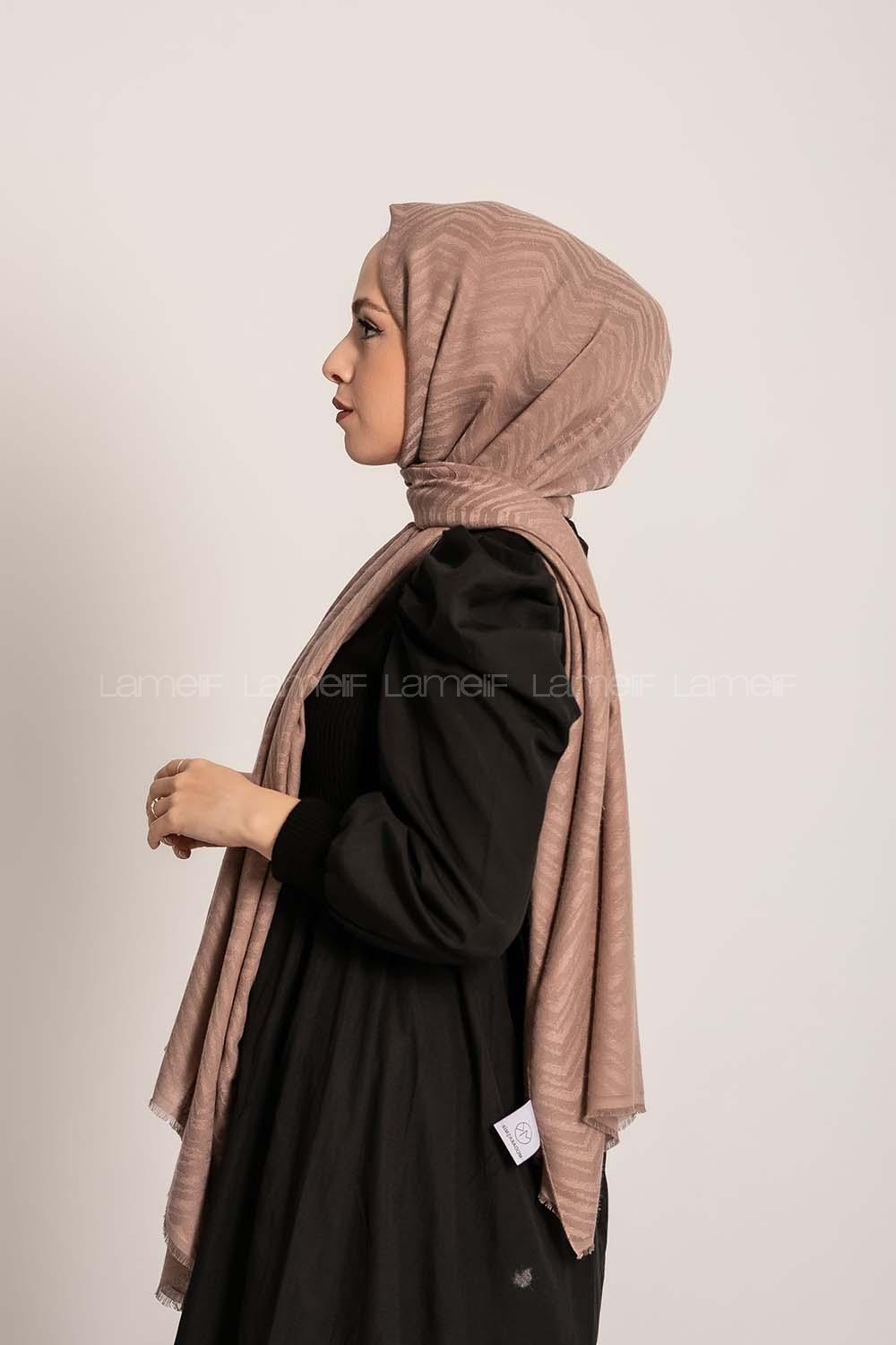 Modalamelif Efekli Zikzak Desen Pamuk  Şal Vizon