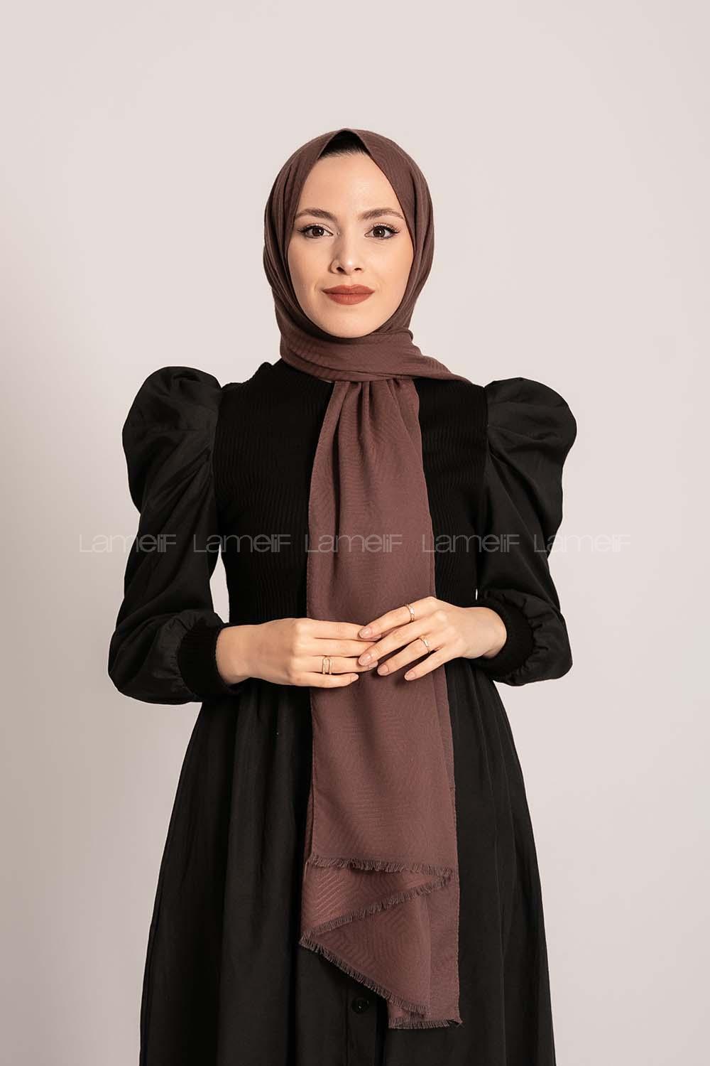 Modalamelif Geometrik Desen Pamuk  Şal Acı Kahve