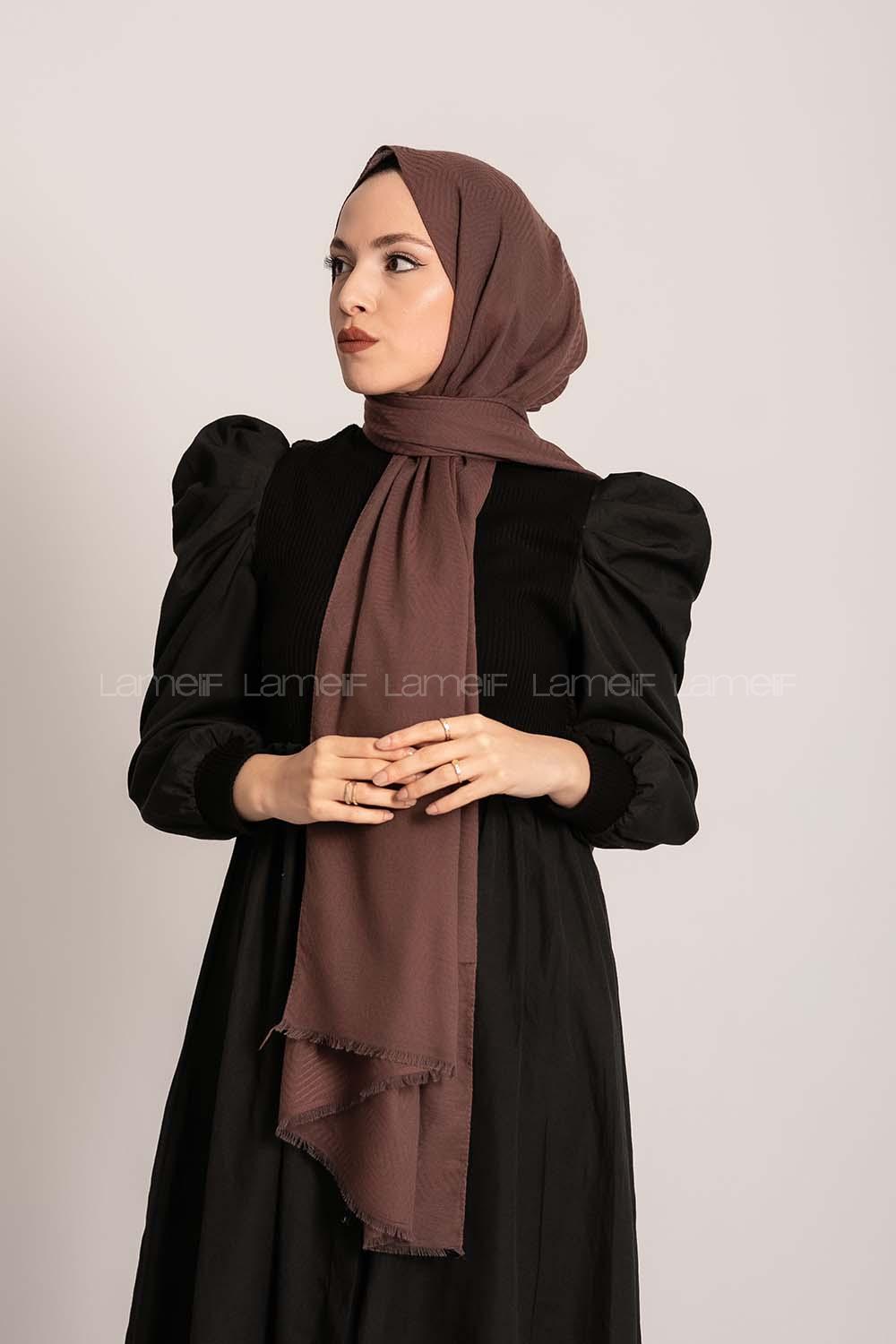 Modalamelif Geometrik Desen Pamuk  Şal Acı Kahve