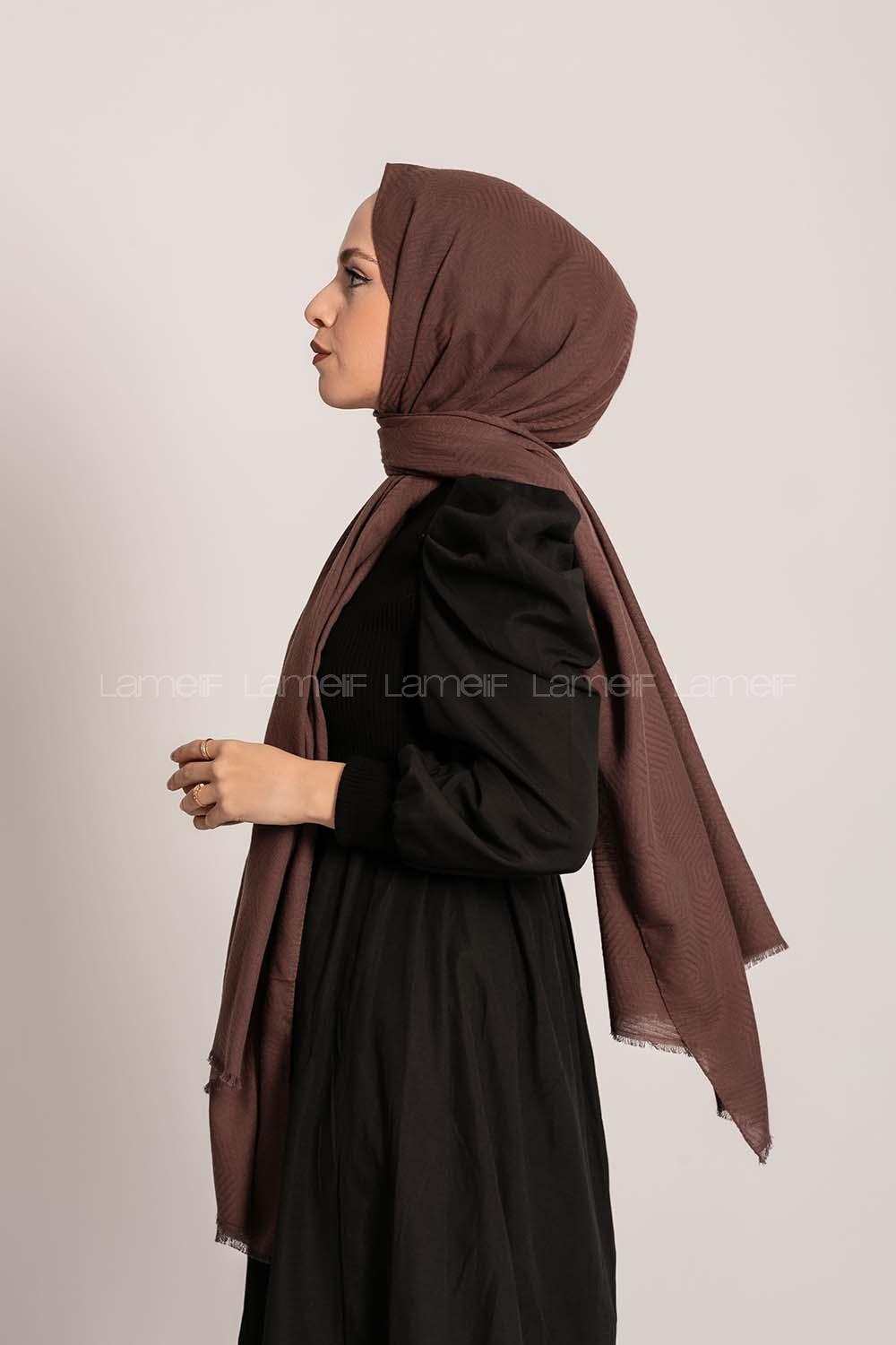 Modalamelif Geometrik Desen Pamuk  Şal Acı Kahve