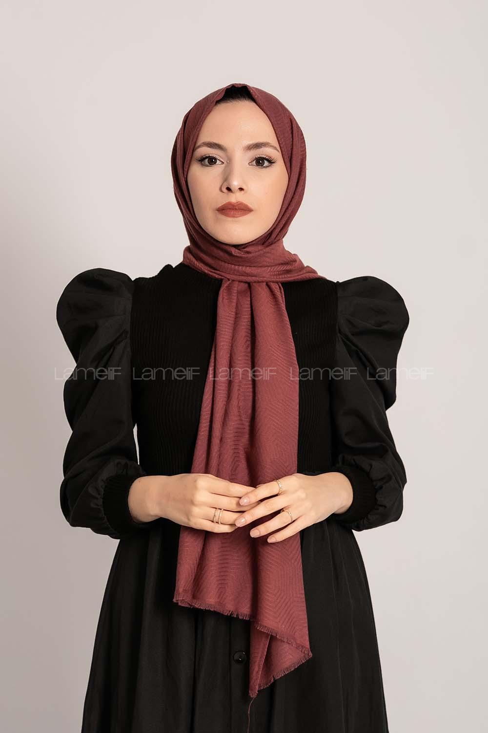 Modalamelif Geometrik Desen Pamuk  Şal Bordo