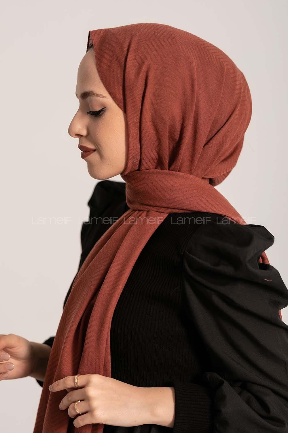 Modalamelif Geometrik Desen Pamuk  Şal Kiremit