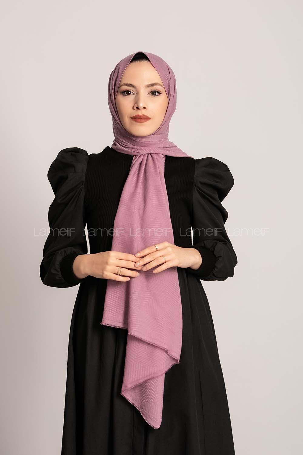 Modalamelif Geometrik Desen Pamuk  Şal Lila