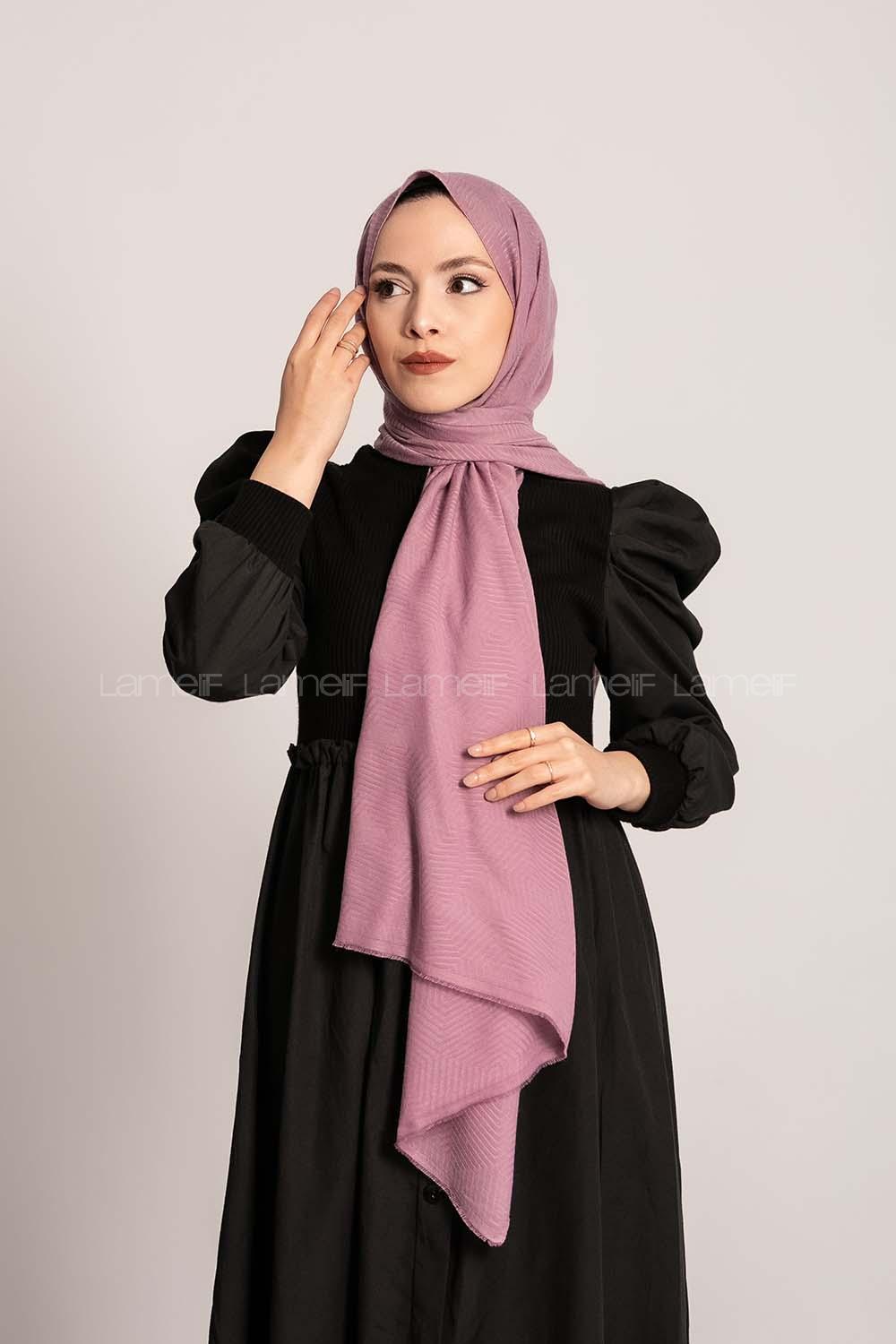 Modalamelif Geometrik Desen Pamuk  Şal Lila