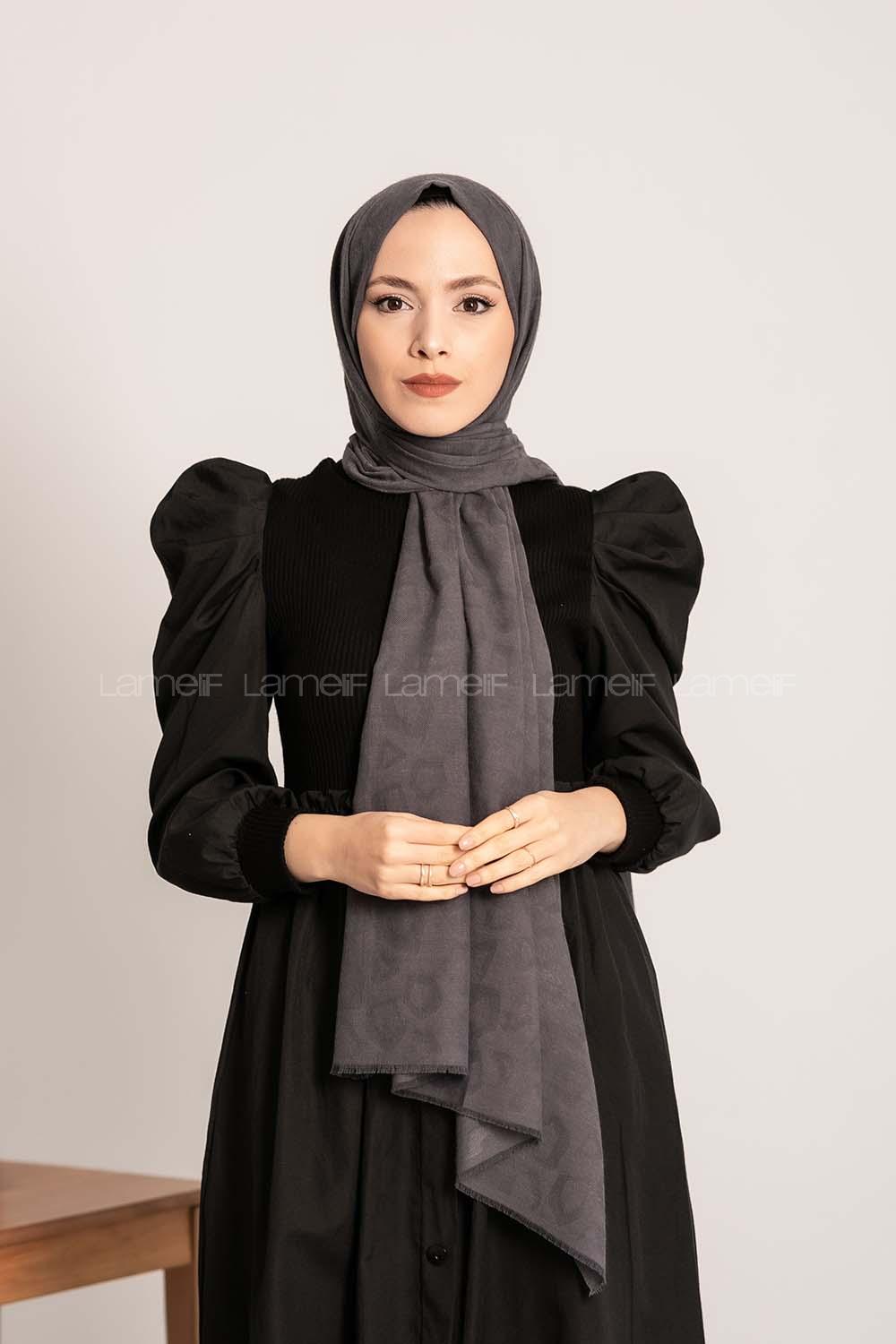 Modalamelif Leopar Desen Pamuk  Şal Antrasit