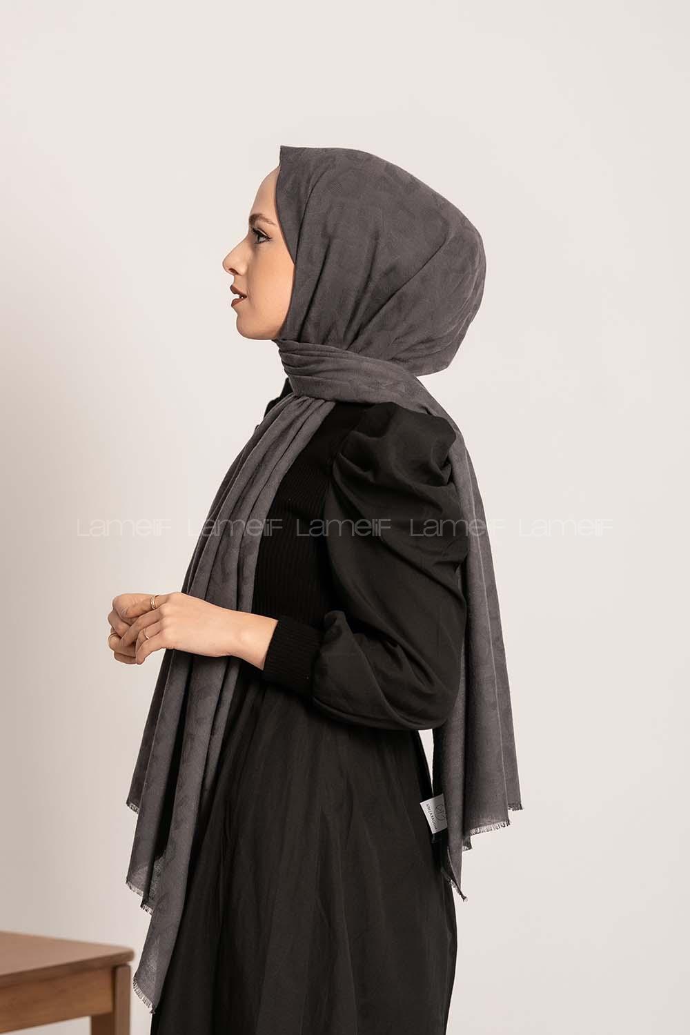 Modalamelif Leopar Desen Pamuk  Şal Antrasit