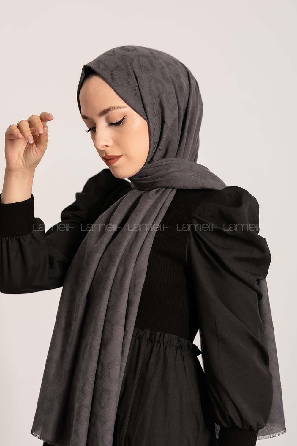 Modalamelif Leopar Desen Pamuk  Şal Antrasit