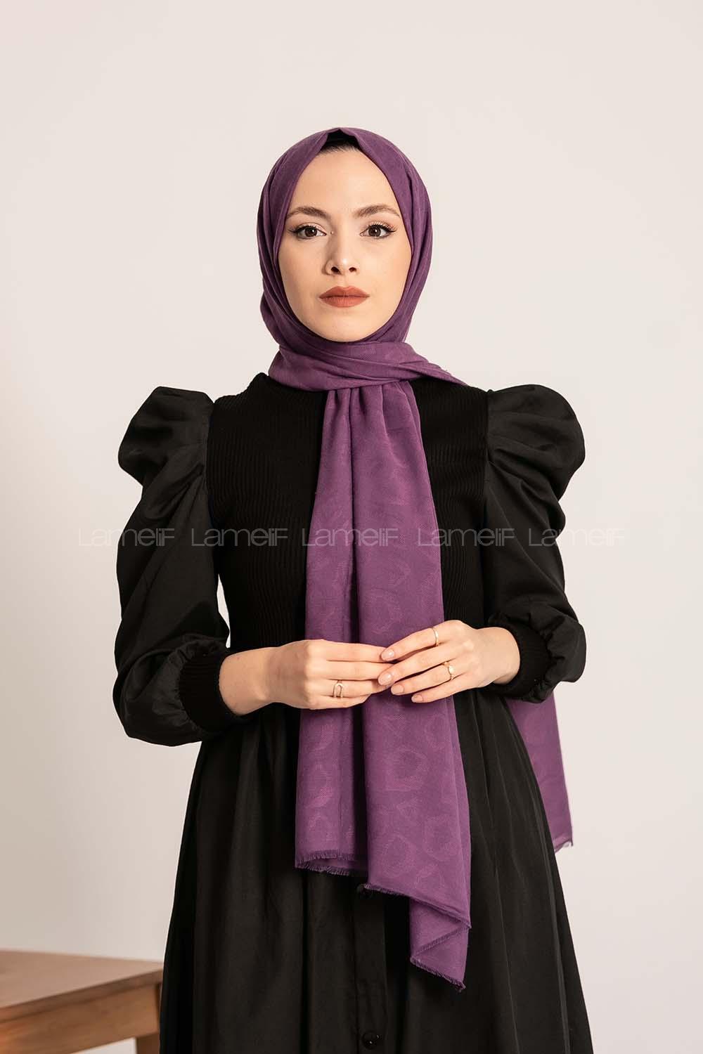 Modalamelif Leopar Desen Pamuk  Şal Mor