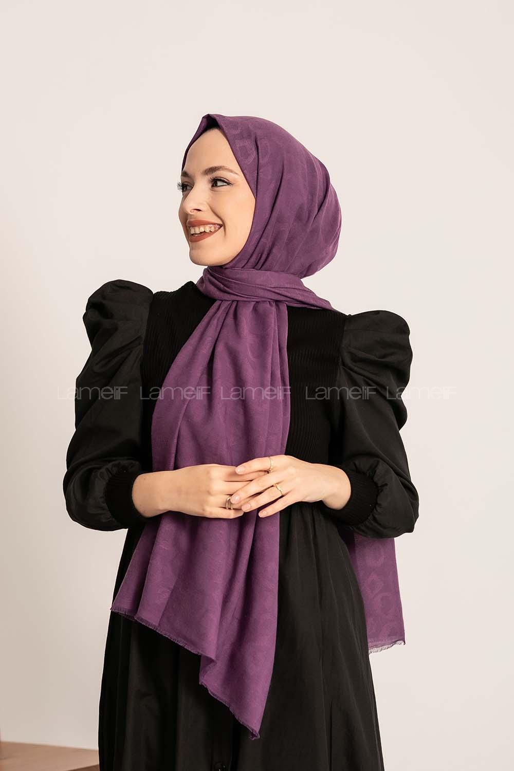 Modalamelif Leopar Desen Pamuk  Şal Mor