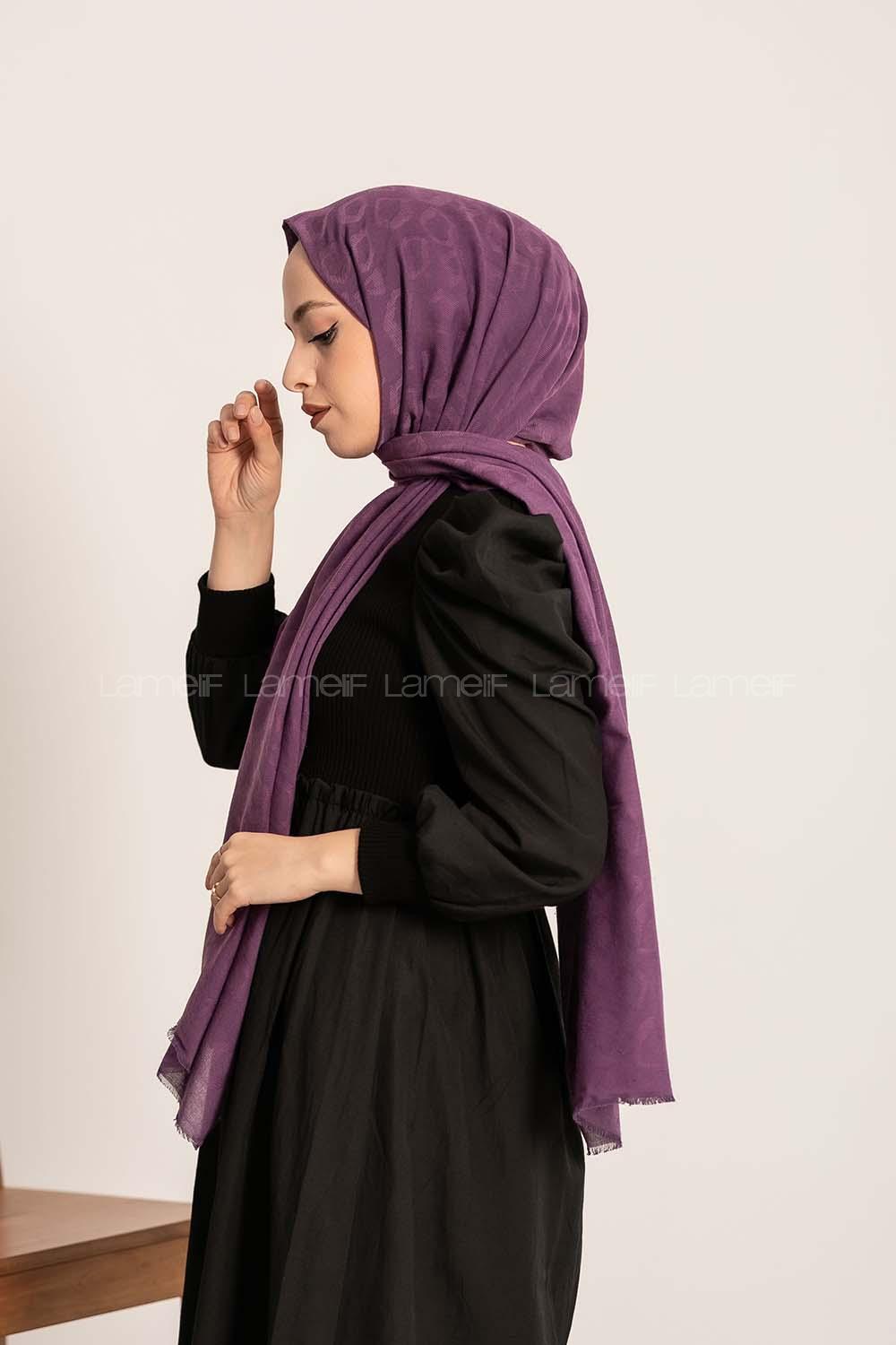 Modalamelif Leopar Desen Pamuk  Şal Mor