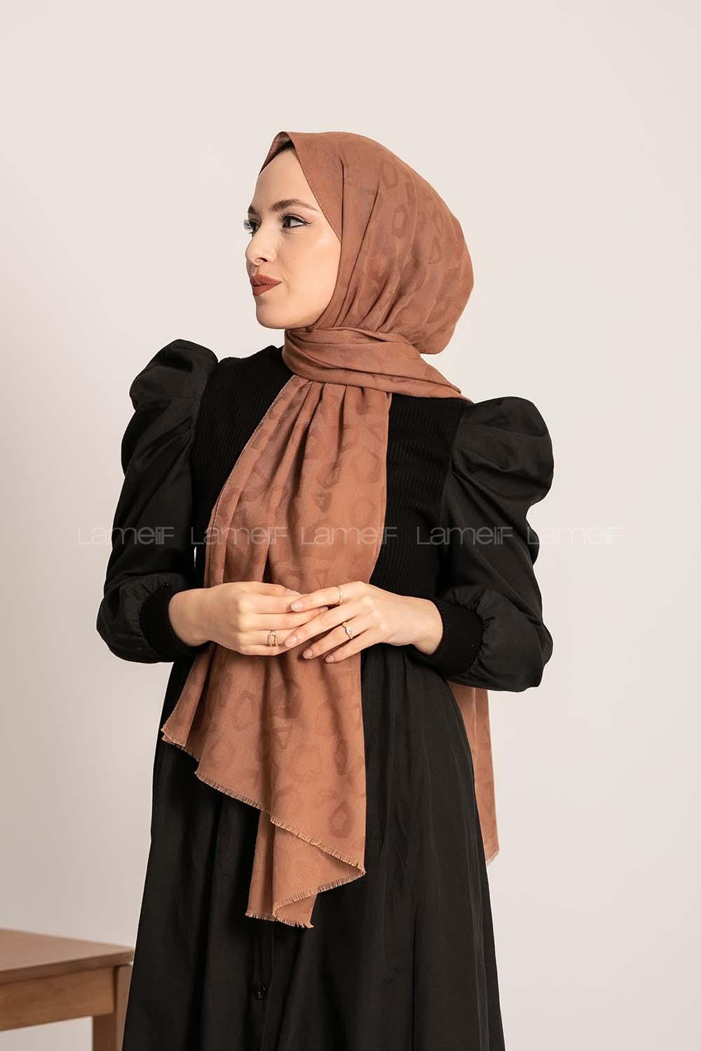 Modalamelif Leopar Desen Pamuk  Şal Sütlü Kahve