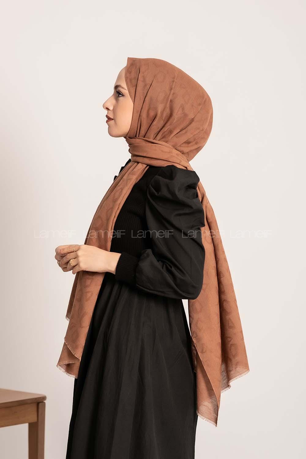 Modalamelif Leopar Desen Pamuk  Şal Sütlü Kahve