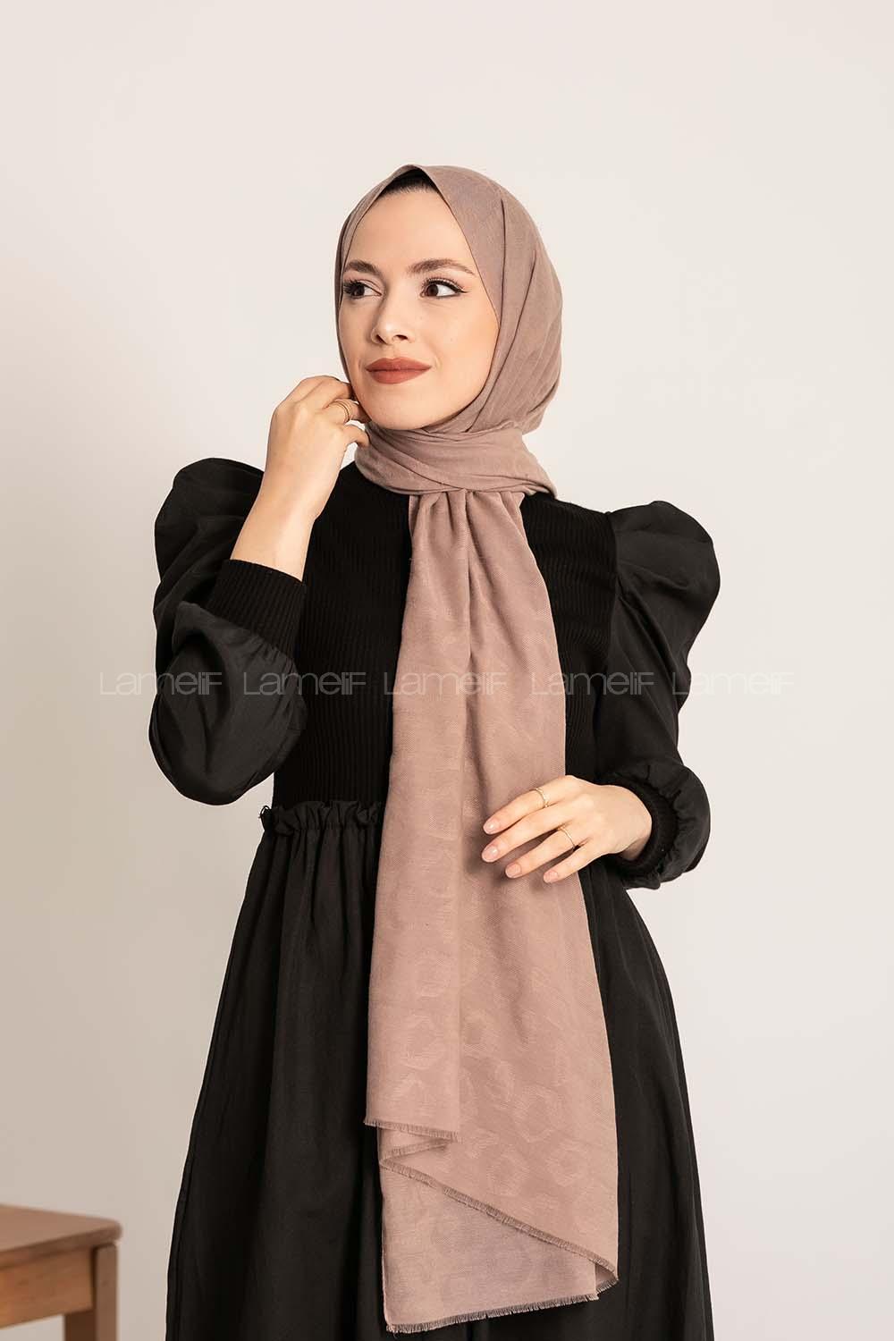 Modalamelif Leopar Desen Pamuk  Şal Vizon