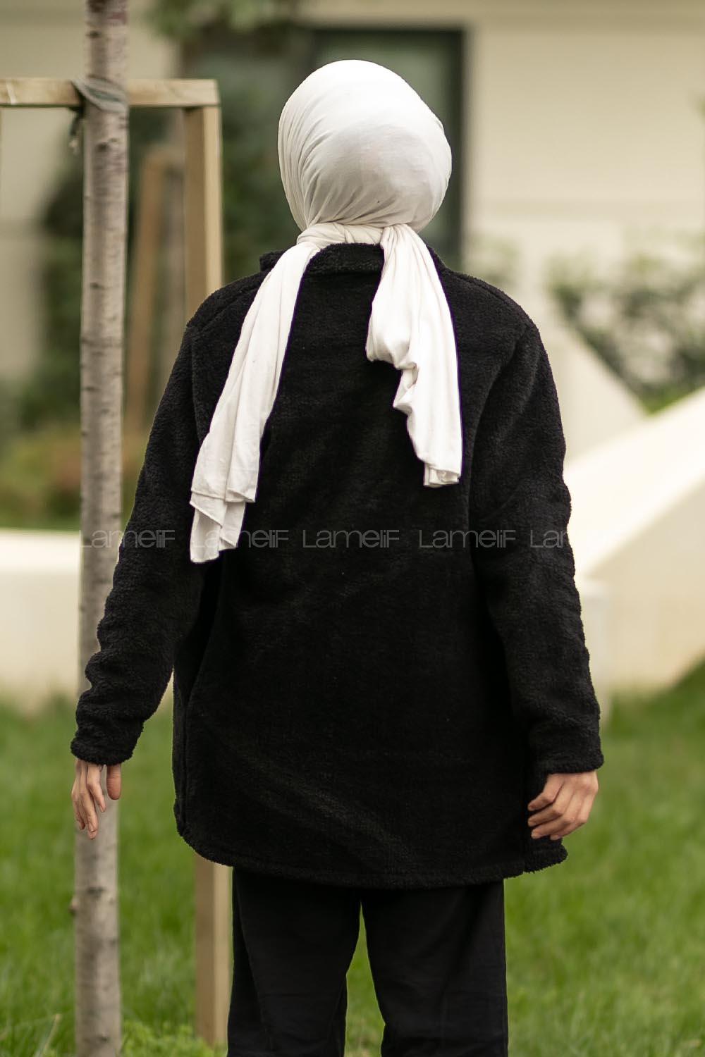 Modalamelif Yarım Balıkçı Yaka Peluş Siyah