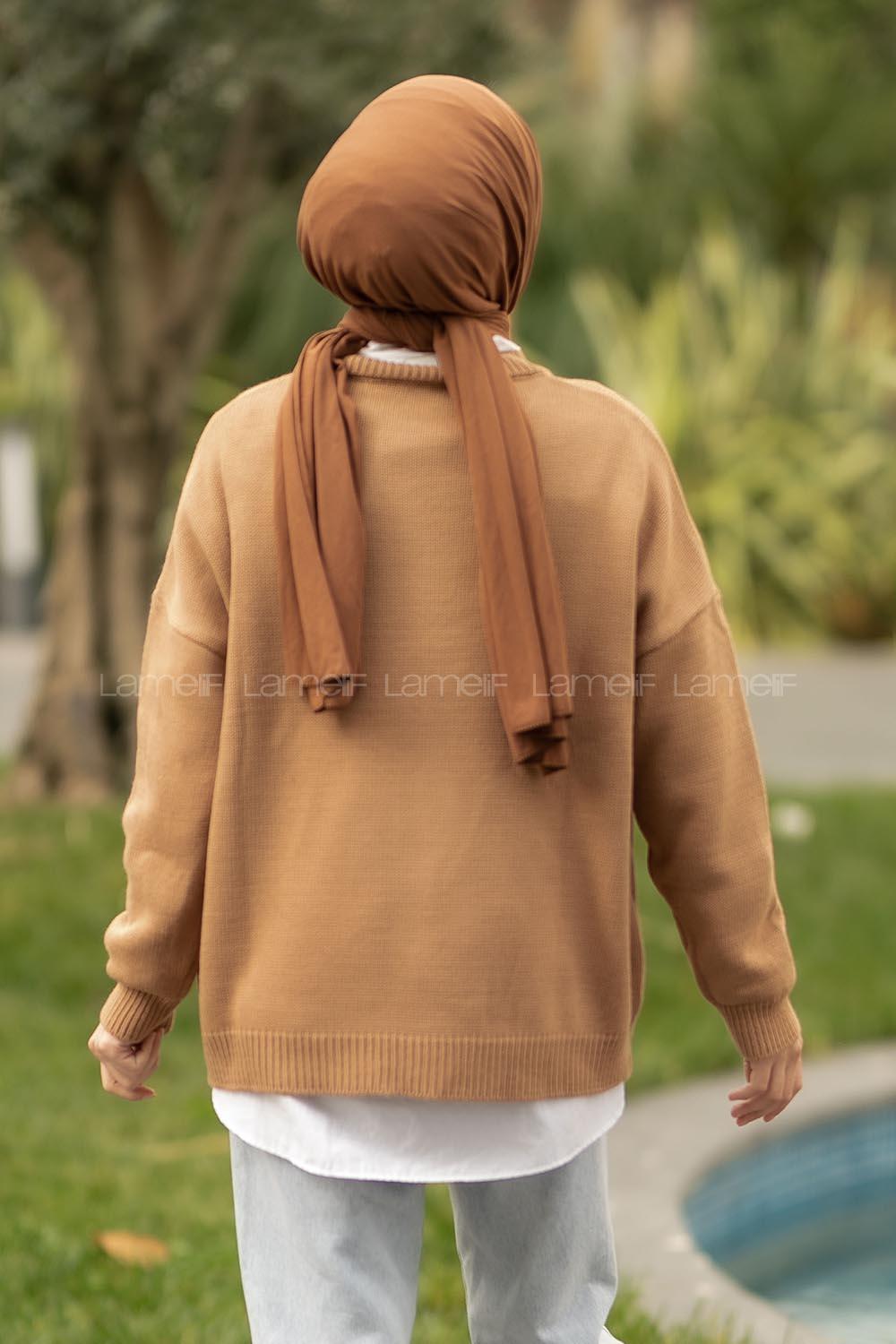 Modalamelif Cep Detaylı Basic Kazak Camel